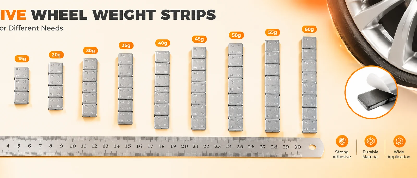 Adhesive Wheel Weight Sizes: Gram & OZ Chart for Buyers