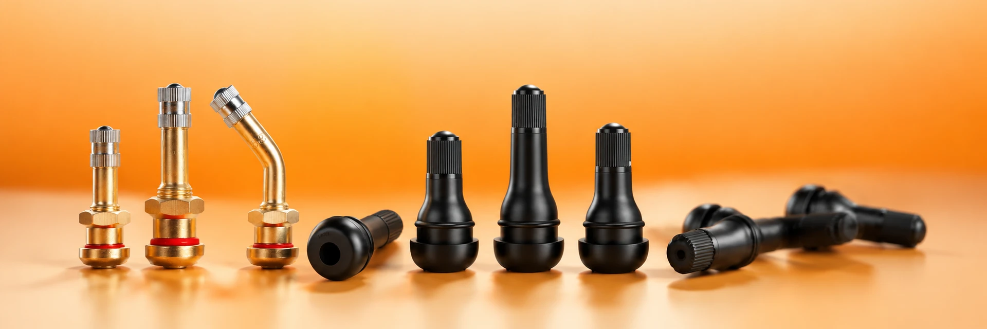 Rubber and metal tyre valves