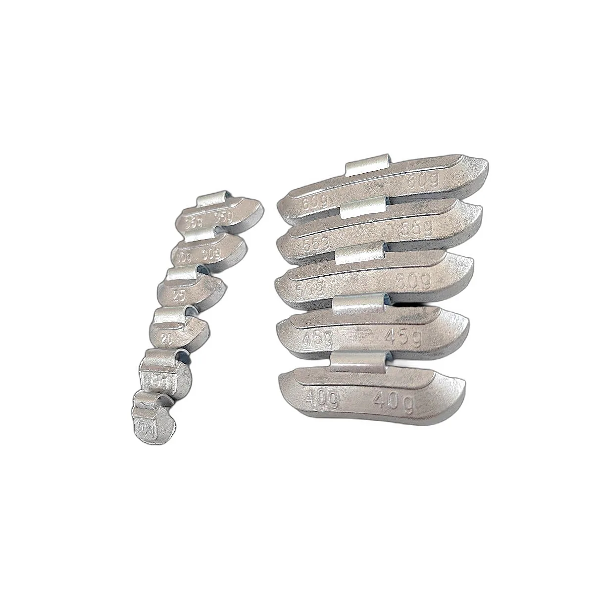 Lead (Pb) clip-on wheel weights for steel rims, the traditional balancing weight format